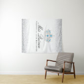 Tenture Stand photo Quinceanera Argent et Bleu (En situation (horizontale))