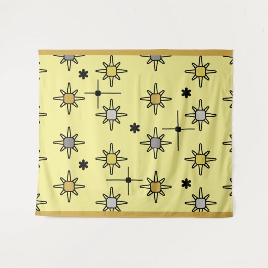 Tenture Starburts Ciel Atomique gris Jaune (Devant (Horizontal))