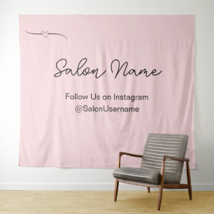 Tenture Station de selfie de salon noir rose pâle d'affair