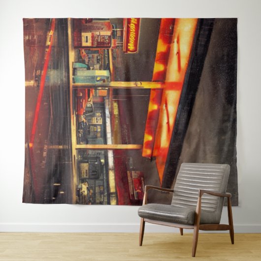 Tenture Station-service Lit Up 1950 (En situation (horizontale))