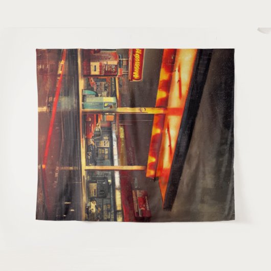 Tenture Station-service Lit Up 1950 (Devant (Horizontal))