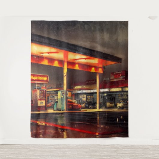 Tenture Station-service Lit Up 1950 (Devant)