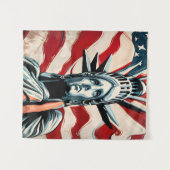 Tenture Statue moderne de la Liberté avec Drapeau américai (Devant (Horizontal))