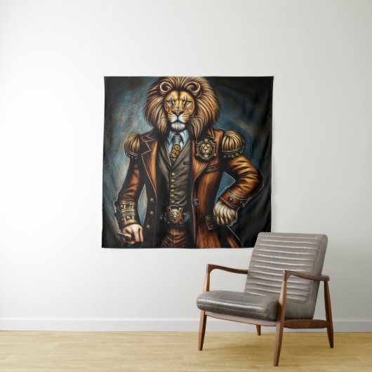 Tenture Steampunk lion in a suit (En situation)