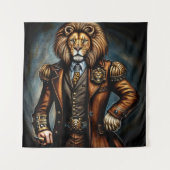 Tenture Steampunk lion in a suit (Devant)