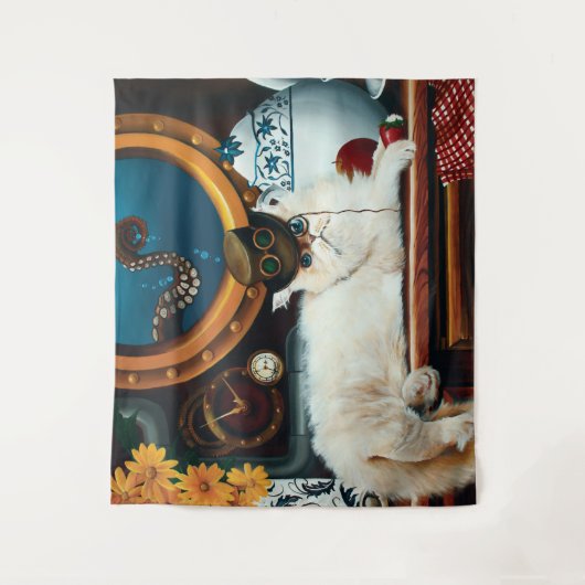 Tenture Steampunk Thé de chat sous-marin (Devant)