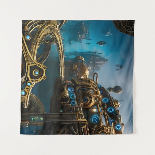 Tenture Steampunk ville perdue d'Atlantis (Devant (Horizontal))