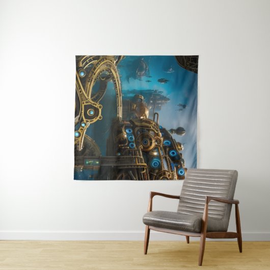 Tenture Steampunk ville perdue d'Atlantis (En situation (horizontale))