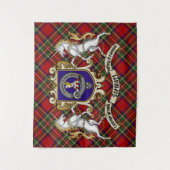 Tenture Stewart Clan Badge & Unicorns avec Tartan (Devant)