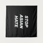 Tenture Stop Asian Hate, panneau noir blanc (Devant (Horizontal))