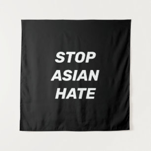 Tenture Stop Asian Hate, panneau noir blanc
