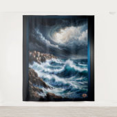 Tenture Storm By A Mediterranean Coast AI Art by Xendor7 (Devant)