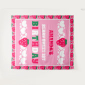 Tenture Strawberry First Birthday Backdrops Banner (Devant (Horizontal))