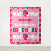 Tenture Strawberry First Birthday Backdrops Banner (Devant)