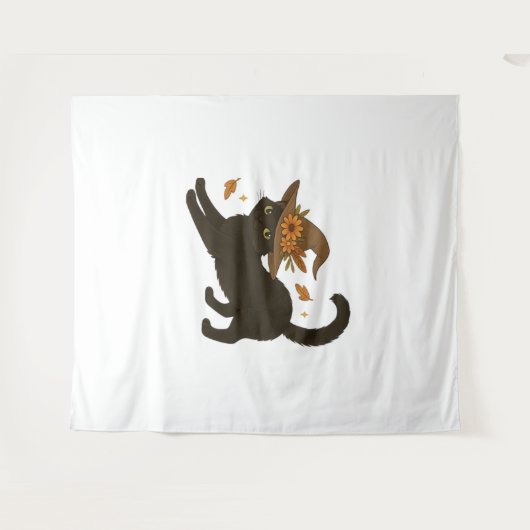 Tenture Stretting Chat Noir - Witchy Automne Classique T-S (Devant (Horizontal))