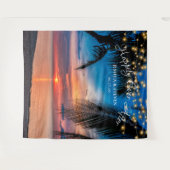 Tenture String Lights Sunset Palm Beach Mariage en arrière (Devant (Horizontal))