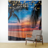 Tenture String Lights Sunset Palm Beach Mariage en arrière (En situation)