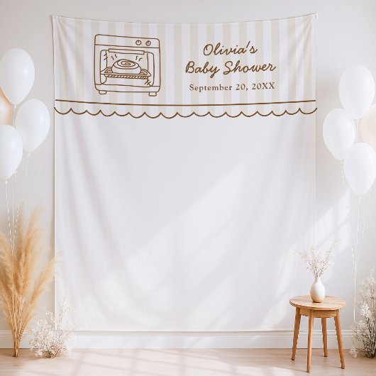 Tenture Stripe Bun in the Oven Baby Shower Backdrop