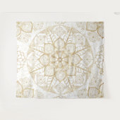 Tenture Style Boho Blanc Or Mandala Floral (Devant (Horizontal))