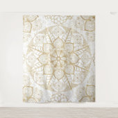 Tenture Style Boho Blanc Or Mandala Floral (Devant)