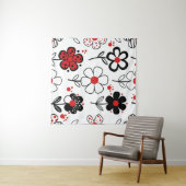 Tenture Style de Fleur Noir Graphique (En situation (horizontale))