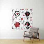 Tenture Style de Fleur Noir Graphique (En situation)