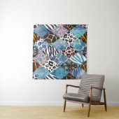 Tenture Style Patchwork, motif de collage aquarelle. (En situation (horizontale))