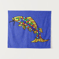 Style Pop Art coloré Poisson Vibrant Bleu Étincell