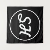 Tenture Style Rétro-Moderne Monogramme | Noir & Blanc (Devant (Horizontal))