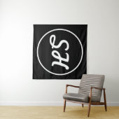 Tenture Style Rétro-Moderne Monogramme | Noir & Blanc (En situation (horizontale))