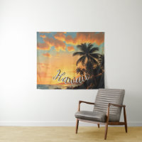 Style Vintage Hawaïen Voyage Côte Mer Coucher de s
