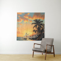 Style Vintage Hawaïen Voyage Côte Mer Coucher de s