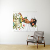 Tenture Style vintage Hawaii Voyage Honolulu Hula Girl (En situation (horizontale))