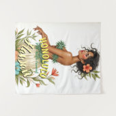 Tenture Style vintage Hawaii Voyage Honolulu Hula Girl (Devant (Horizontal))