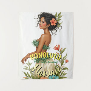 Tenture Style vintage Hawaii Voyage Honolulu Hula Girl