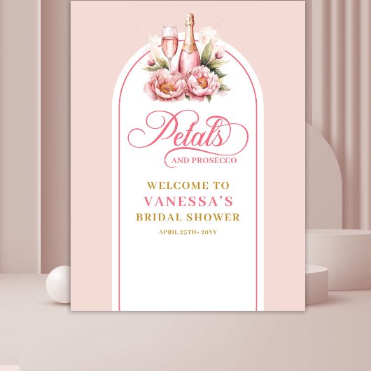 Tenture Stylish petals and prosecco floral shower backdrop