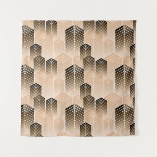 Tenture stylized urban landscape seamless pattern in sepia (Devant)