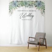 Tenture Succulents boho eucalyptus cadre doré mariage (En situation)