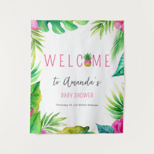 Tenture Sucettes Jungle Ananas Fille Rose Baby Shower