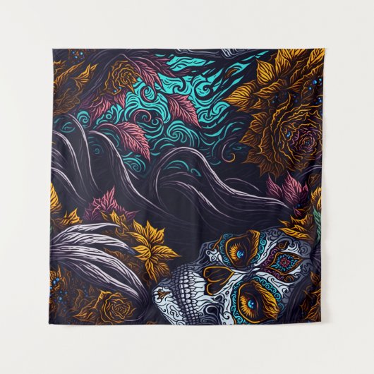 Tenture Sugar Skull Catrina (Devant (Horizontal))