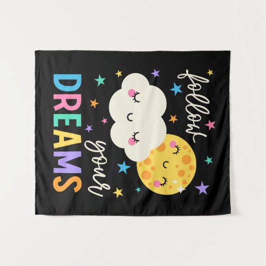 Tenture Suivez vos rêves | Cloud & Moon (Devant (Horizontal))