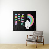 Tenture Suivez vos rêves Cute Rainbow Cloud (En situation (horizontale))