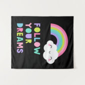 Tenture Suivez vos rêves Cute Rainbow Cloud (Devant (Horizontal))