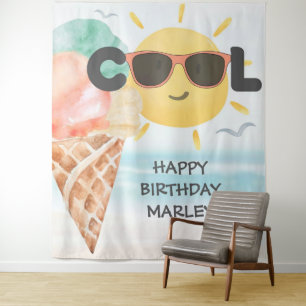 Tenture Summer Cool Glace de plage tropicale Anniversair
