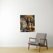 Tenture Sunflower Black Woman With Lion (En situation)
