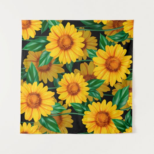 Tenture Sunflower seamless pattern. Background with yellow (Devant (Horizontal))