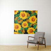 Tenture Sunflower seamless pattern. Background with yellow (En situation (horizontale))