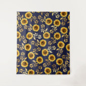 Tenture Sunny Yellow Gold Navy Feuille Motif (Devant)