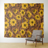 Tenture Sunroot, tournesol sauvage en jaune et marron (En situation (horizontale))