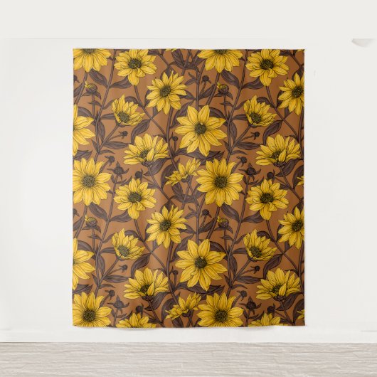 Tenture Sunroot, tournesol sauvage en jaune et marron (Devant)